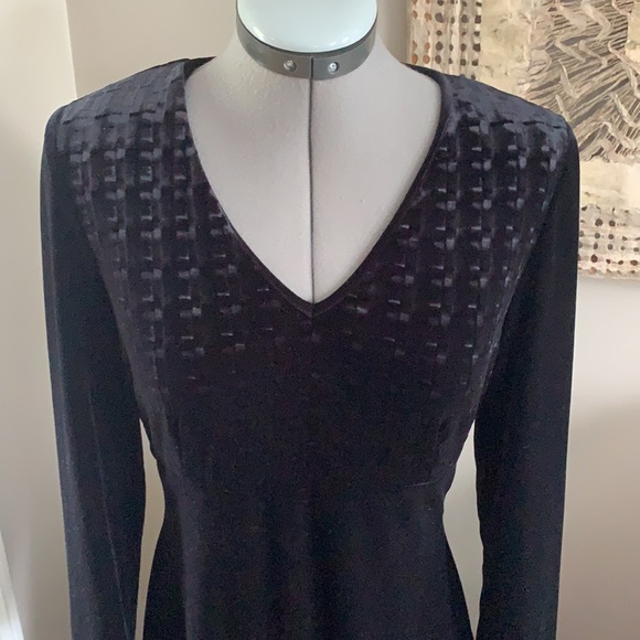 Vintage Black Velvet Like Long Sleeve Gown - Picture 2 of 12